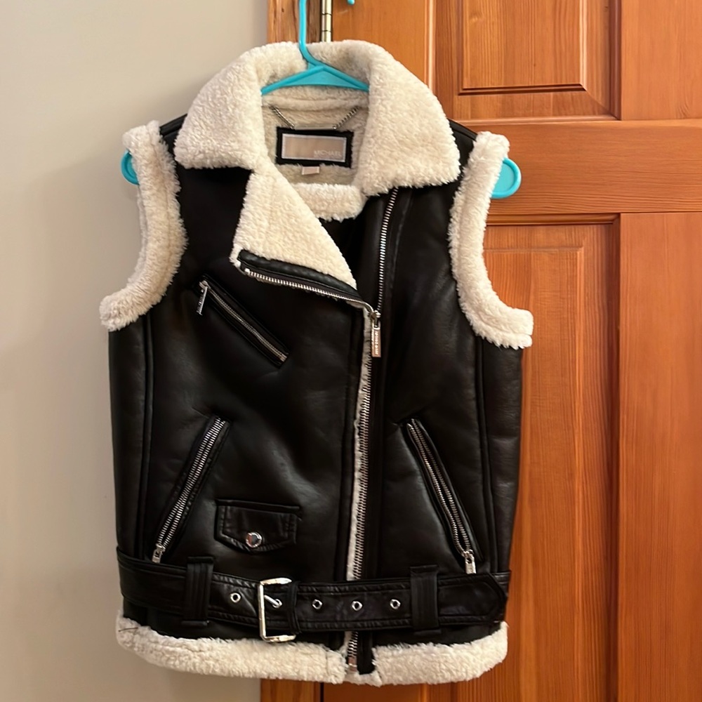 Michael Kors black leather vest
